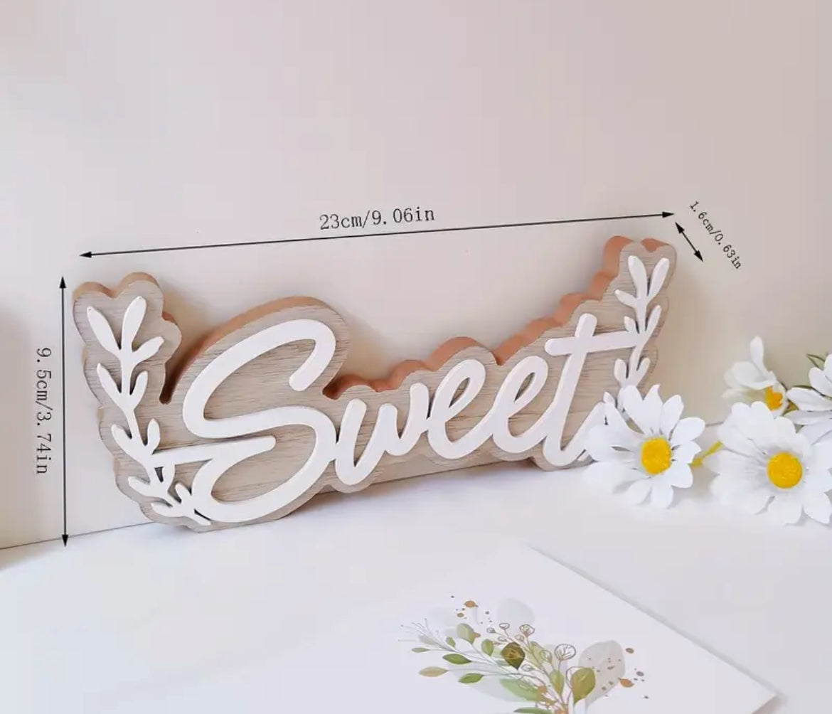 “Sweet” and “Home” Wooden Wall/Table Decor – Buy Individually or as a Set | Rustic Farmhouse Sign