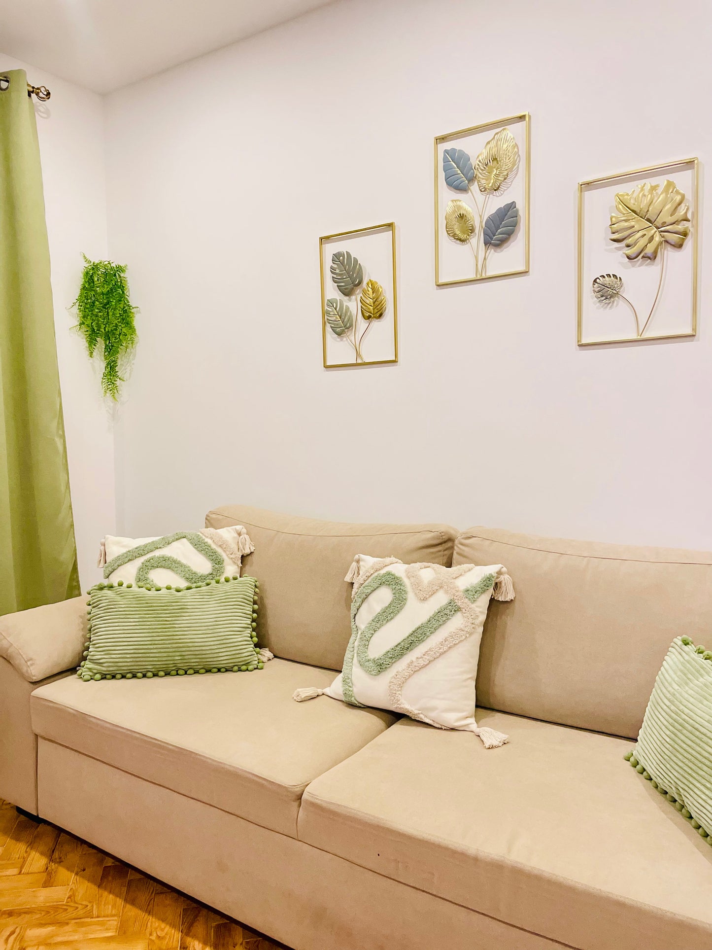 Modern Textured Throw Pillow Cover – Soft Beige & Sage Green Accents